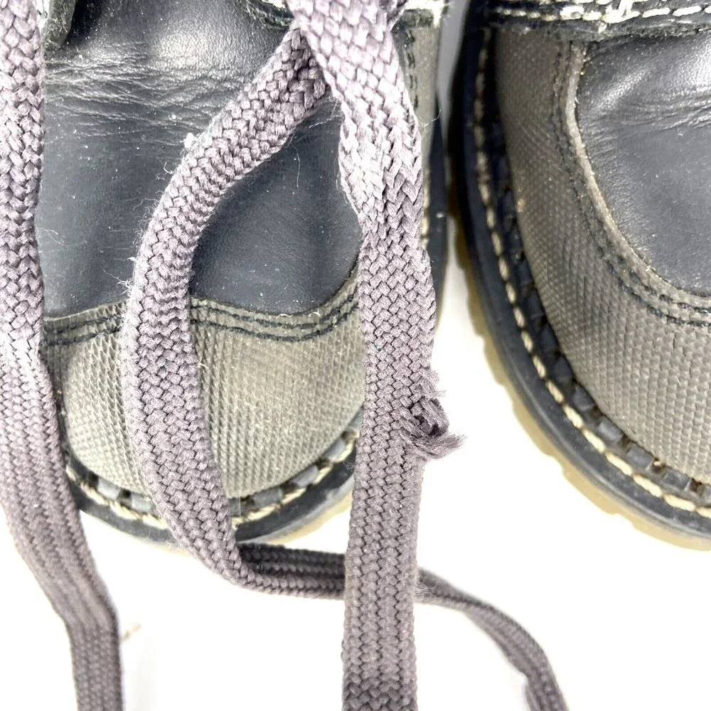 VTG Dickies Leather Lug Sole Shoes Black Womens Size 7 Genuine Grunge Speed Lace - Picture 14 of 16